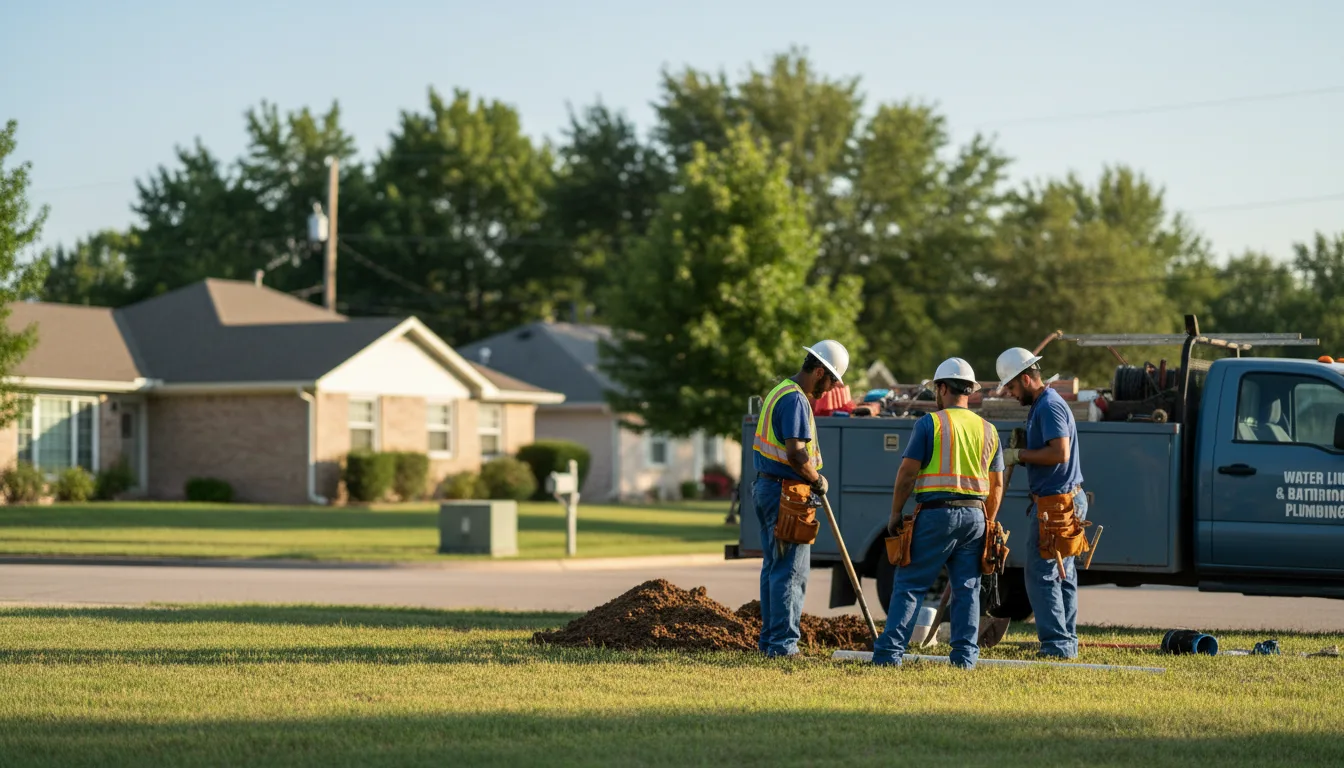 Residential water line and bathroom plumbing service in Derby, IA